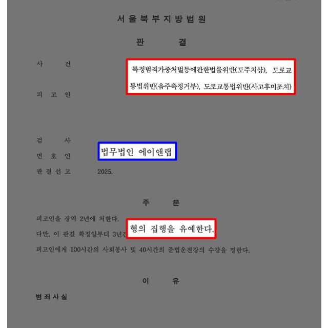 음주운전3진+도주치상+사고후미조치+측정거부 혐의 의뢰인 변호하여 집행유예 이끌어내